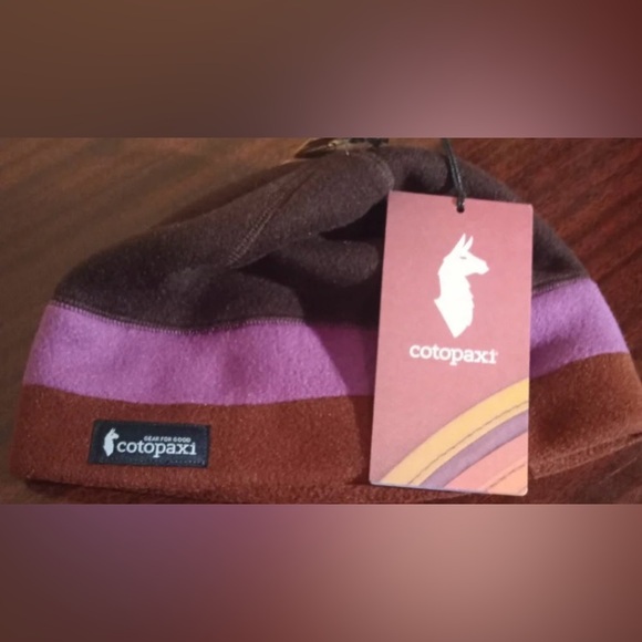 Cotopaxi Fleece Beanie in Brown, Purple, and Tan - Picture 1 of 5